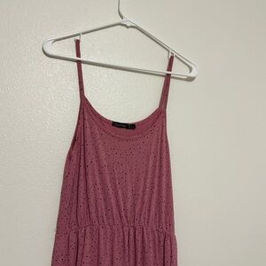 Boohoo Women’s Spaghetti Strap Dress Size Small‎ Pink and Black polka dot accent